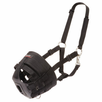 Tough 1 Poly Nylon Black Pony Horse Grazing Muzzle W/ Throat Snap & Ring